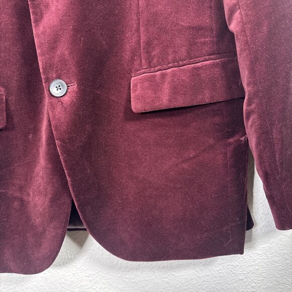 J. Ferrar Evening Ed. Merlot Velvet Men's Blazer Jacket Slim Fit 42R Burgundy - Picture 3 of 16